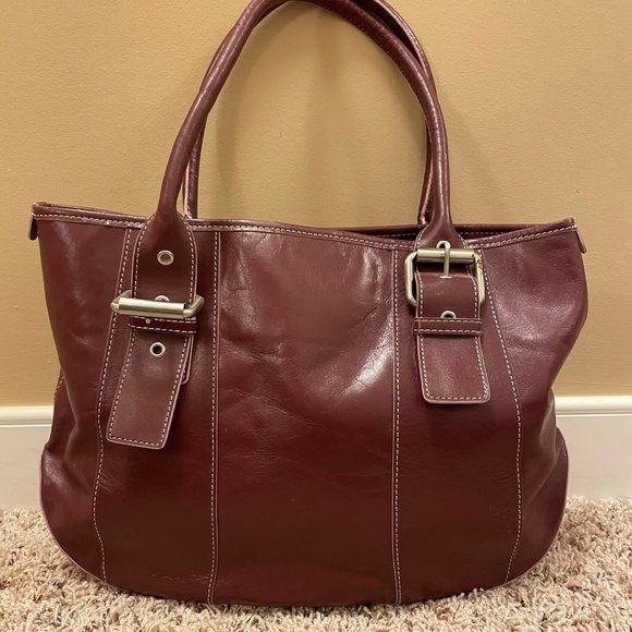 Hype Plum Leather Tote Purse - Picture 1 of 7